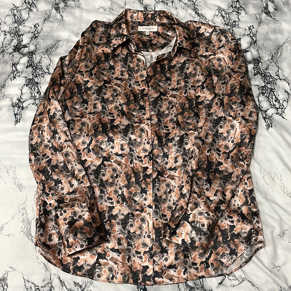 Lafayette 148 New York Abstract Floral Blouse